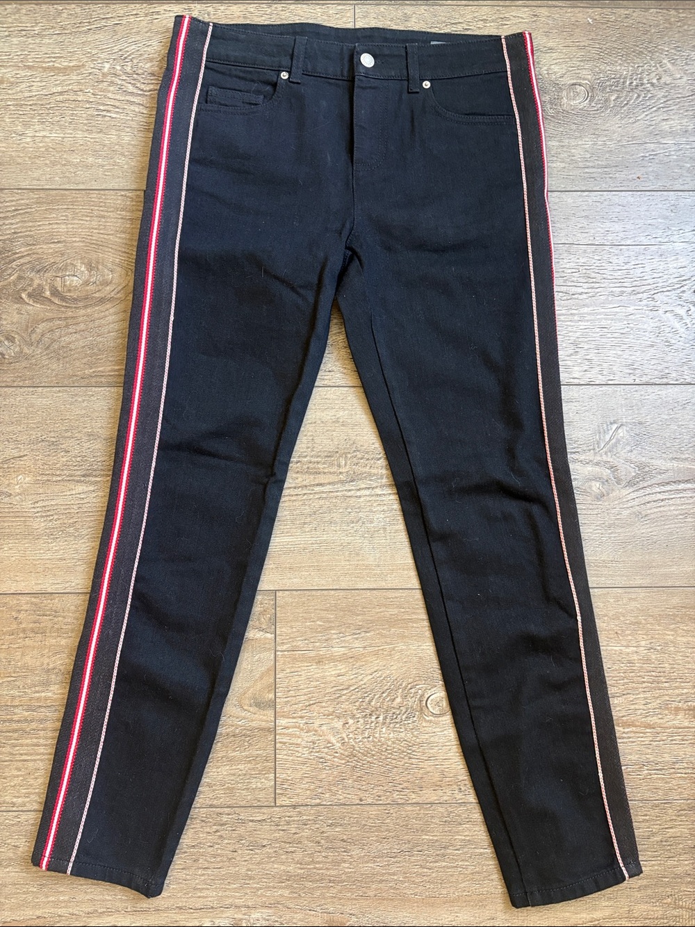 Alexander McQueen Military-inspired Skinny Straight Cropped Jeans w Side Stripes